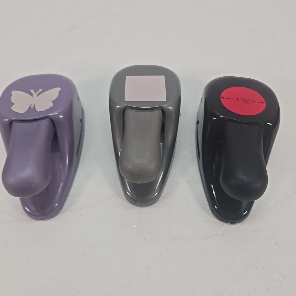 EK Success Paper Punches Paper Shapers Lot Of 3 Circle Square & Butterfly